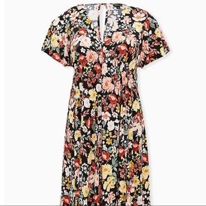 Torrid Floral Challis Midi Dress Size 1 (14/16)